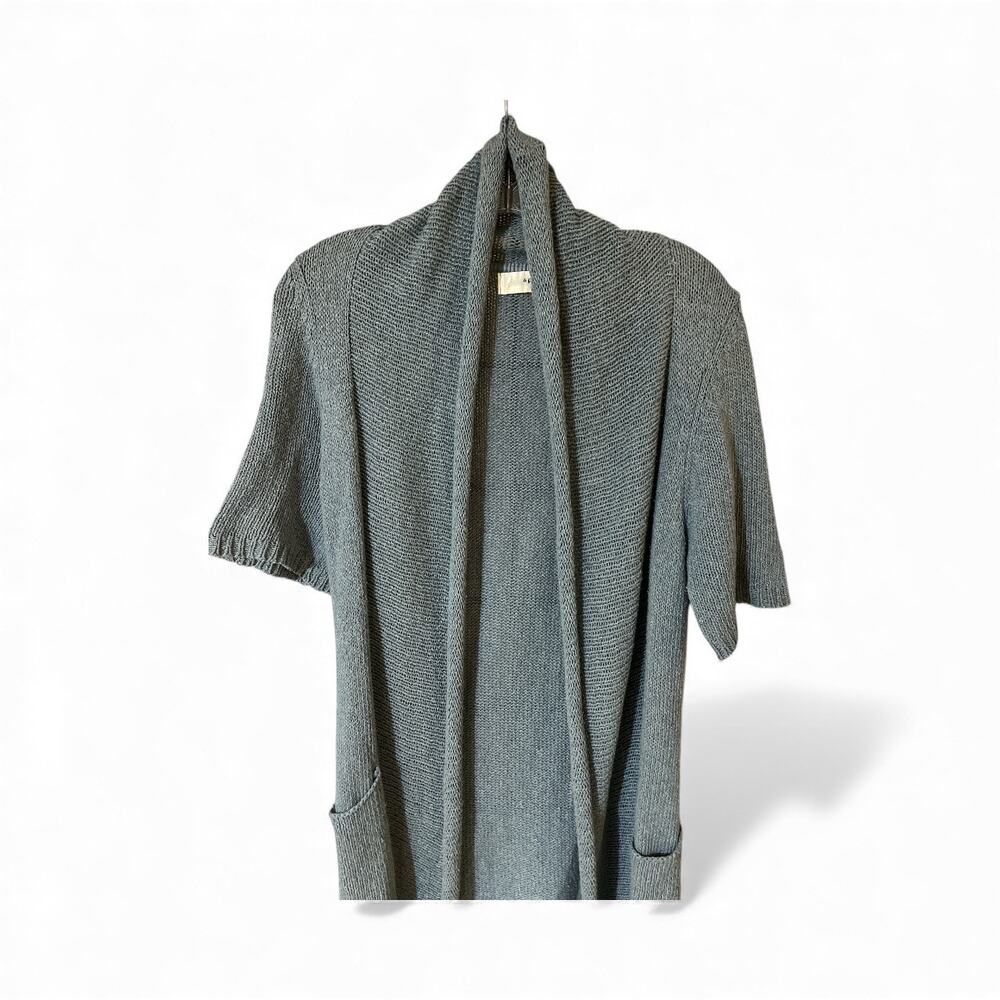 Anthropologie Sparrow Knit Open Front Pocket Cardigan Blue Small - Picture 3 of 9